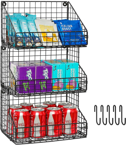 X-cosrack 3-Tier Stackable Detachable Snack Organizer (Large Size), Countertop Display/Wall Mounted