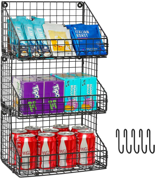 X-cosrack 3-Tier Stackable Detachable Snack Organizer (Large Size), Countertop Display/Wall Mounted