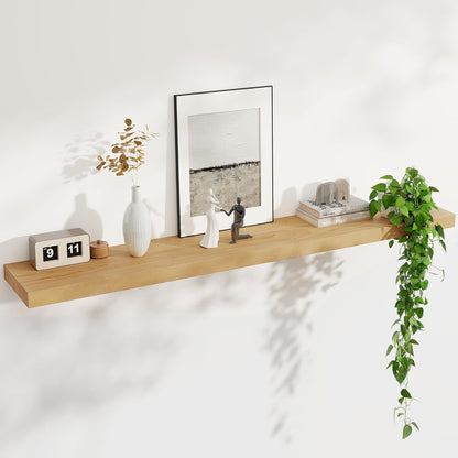 Floating Shelves for Wall, USA-Sourced Brich Wood 55 Inch Long Wall Shelves, Natural Wooden Mounted