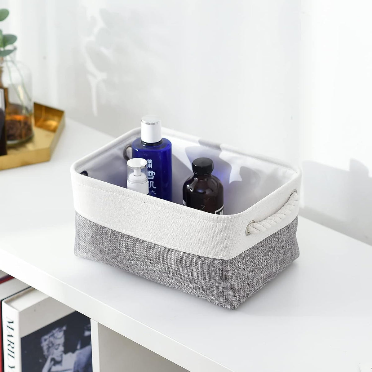 TheWarmHome Organization and Storage Basket for Shelves - 12x8x5.2 inch 1 Pack Fabric Storage