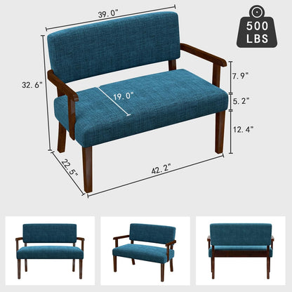 Accent Chair 2 Seat, Arm Chairs with Soft Seat and Armrests for Living Room, Love seat for Dining