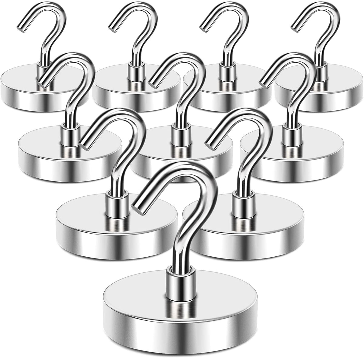 MIKEDE Magnetic Hooks Heavy Duty, 150LB+ Strong Neodymium Magnets with Hooks for Refrigerator