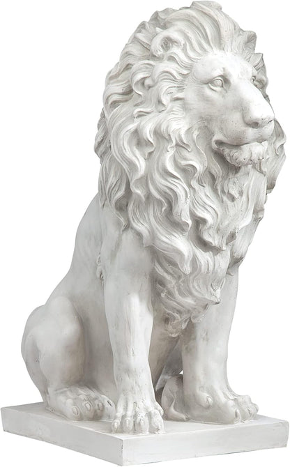 Design Toscano Lion of Florence Sentinel Indoor/Outdoor Animal Statue, 28 Inch Tall, Cast Stone