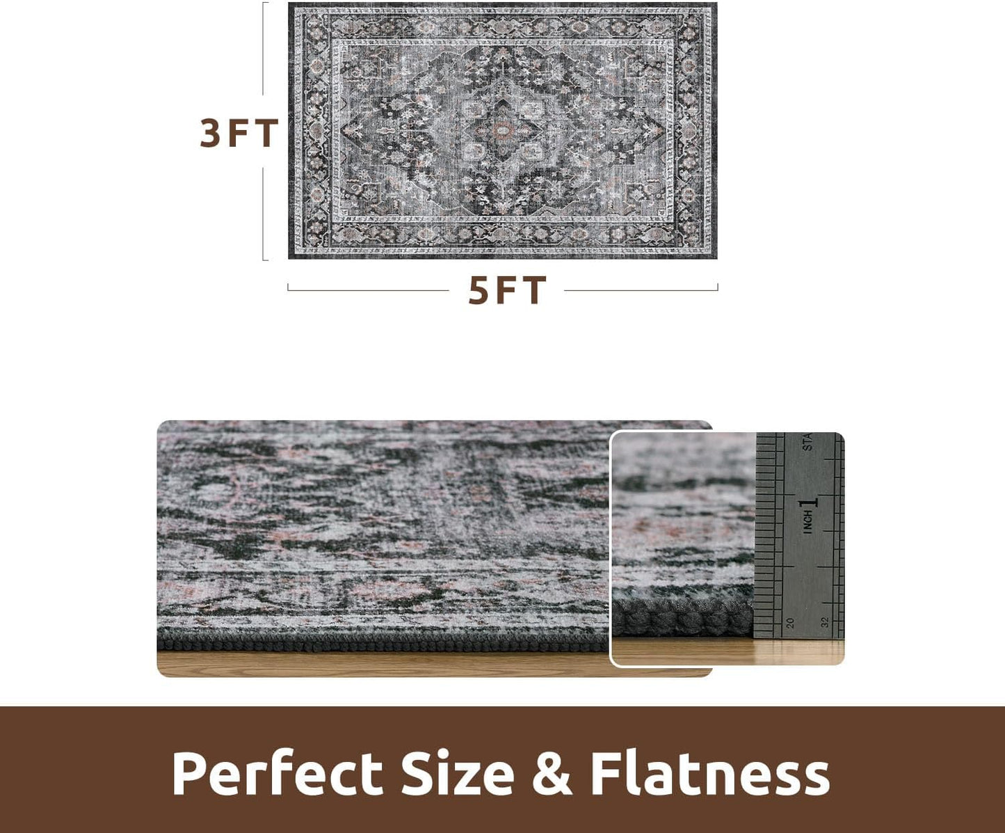 AMOAMI-3X5 Area Rug-Soft Washable Rugs for Living Room Bedroom -Non Slip Entryway Rug-Indoor