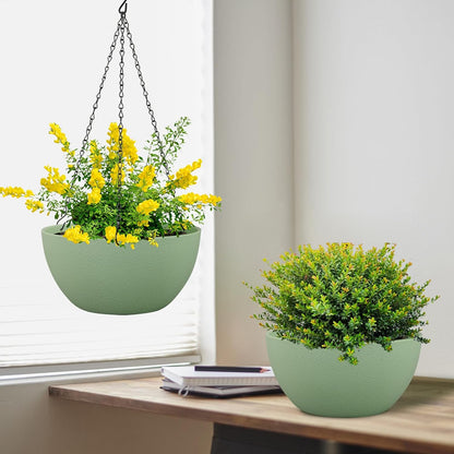 8 inch Small Hanging Planters Plant Pots for Indoor Outdoor Plants, 2 Pack Hanging Flower Pots with