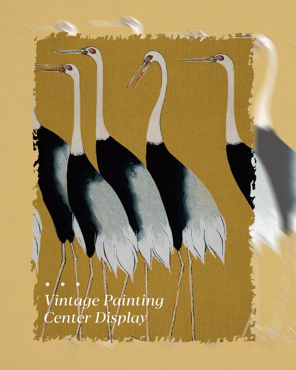 HUARCEY Gold Framed Vintage Wall Art for Living Room, Animals Painting Prints Shelf Decor for