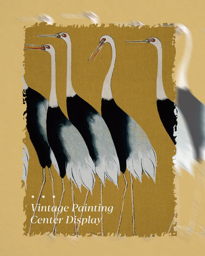 HUARCEY Gold Framed Vintage Wall Art for Living Room, Animals Painting Prints Shelf Decor for