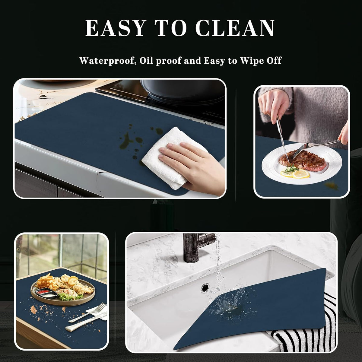 BLESWIN Faux Leather Placemats, PU Dining Table, Waterproof and Oil Resistant Easy to Clean, Heat