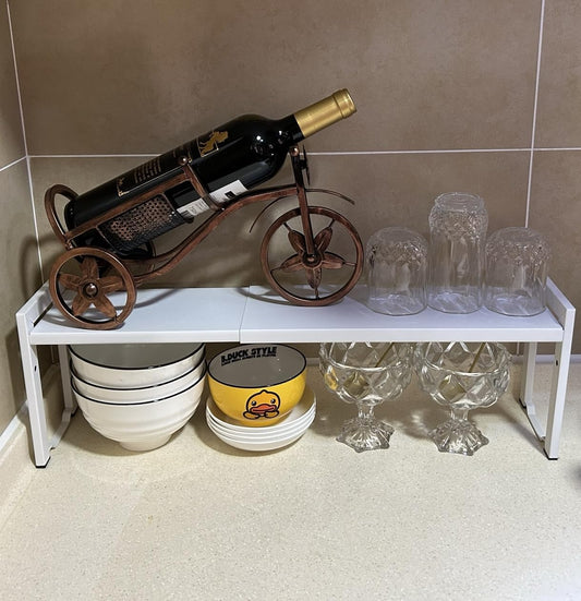Expandable Cabinet Shelf Organizer 16-26" L Stackable Kitchen Counter Shelf Rack Stand Sink Riser