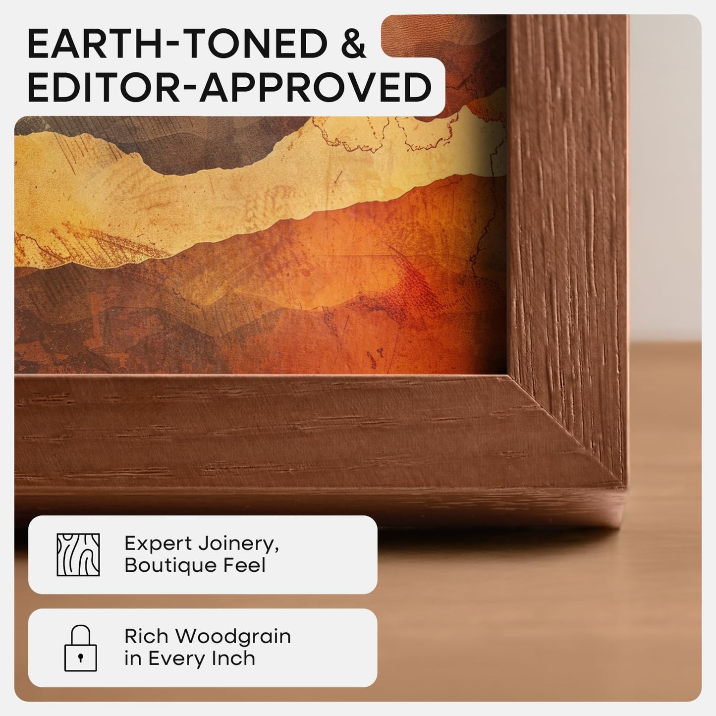 Homeforia A4 Picture Frame Brown Wood, High-End Dark Oak 8.3 x 11.7 Poster Walnut Frames Matted to