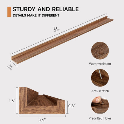 Floating Picture Ledge Shelves for Wall Set of 2, 84 Inches Picture Ledge Shelf with Long Large