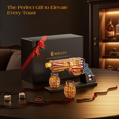 Birthday Gifts for Men Dad, Kollea Flag Whiskey Decanter Sets with Grenade Shot Glasses, Gifts