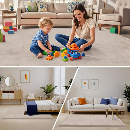 ACOMOPACK Baby Play Mat for Floor,1.3" Thick Memory Foam Area Rug for Living Room,Soft Velvet