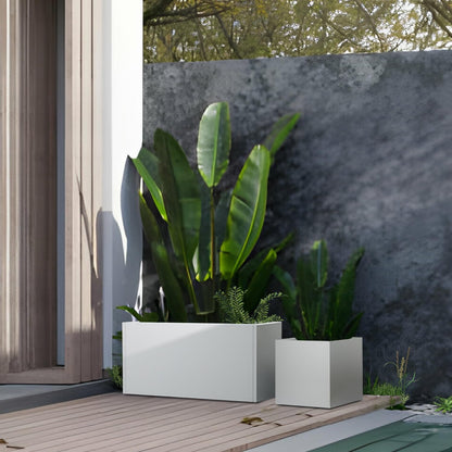 White Steel Planter Outdoor Indoor Planter Box Galvanized Steel Metal Large Planters Rectangular