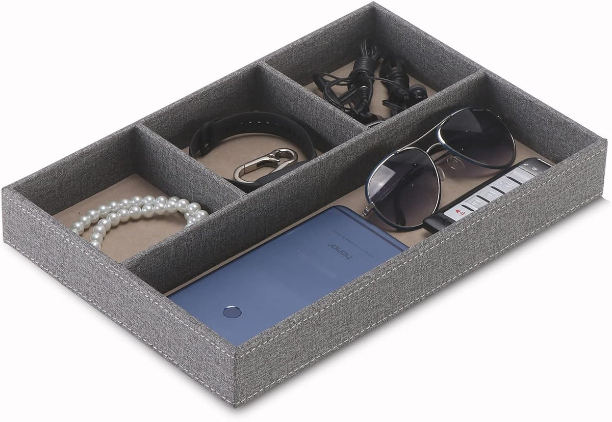 Desktop Storage Organizer, Bedside Table or Storage rack Leather Tray, Valet Tray, Dresser
