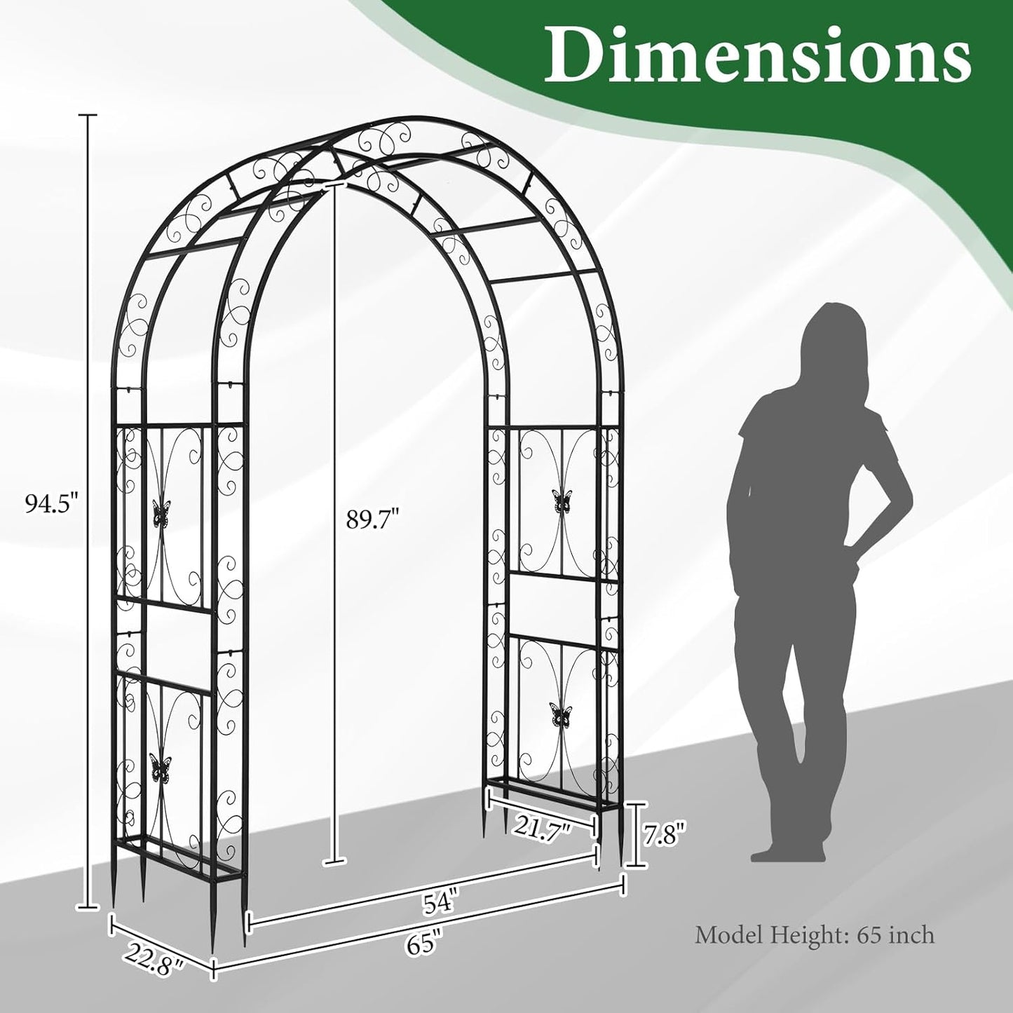 VINGLI Garden Arbor, Arch Archway for Wedding Ceremony Party, Steel Garden Trellis for Plant