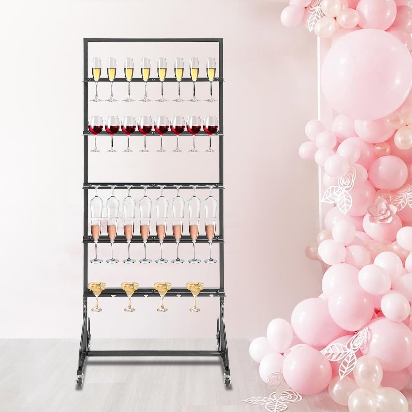 40 Slots Champagne Holder Stand for Party, Wine Glass Display Wall Holder, Stable Wine Glass