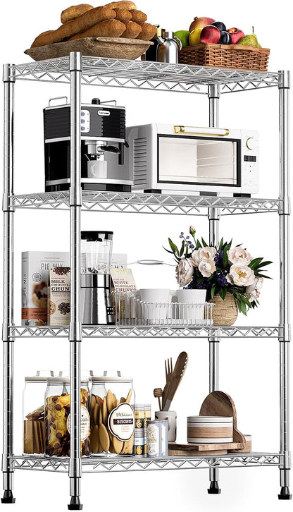 1000 lbs Storage Shelving Steel Heavy Duty 4-Tier Utility Shelving Unit Steel Organizer Wire Rack
