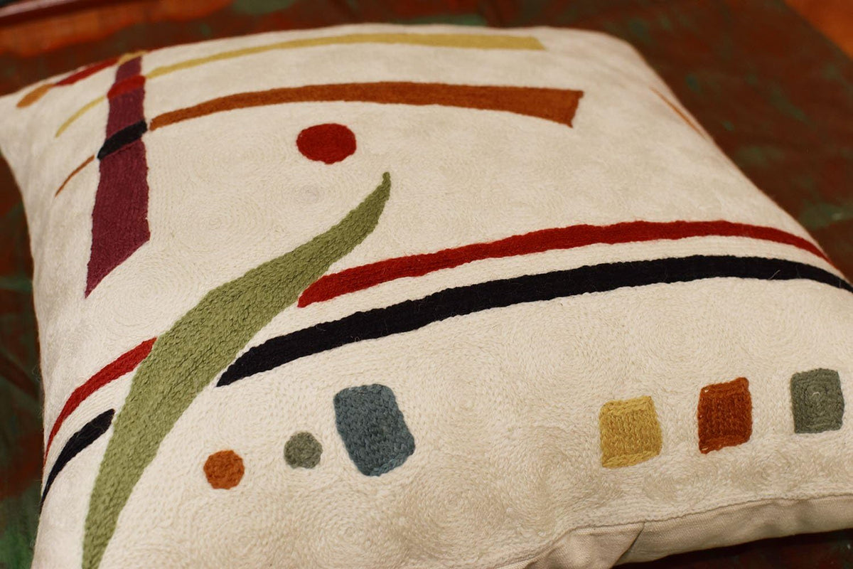 Kandinsky Contemporary Throw Pillow Cover - Cream | Modern Pillow Cases | Abstract Throw Pillows |