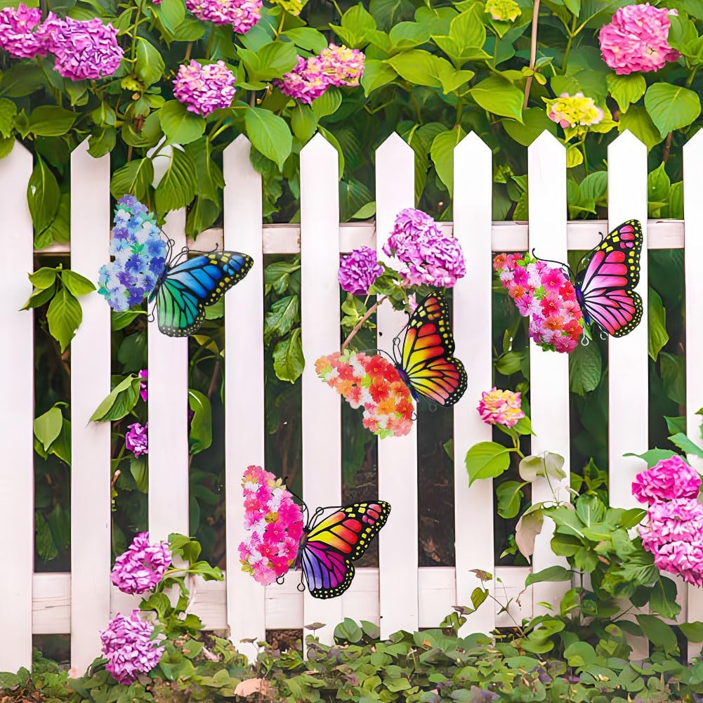 Metal Butterfly Wall Decor, 9.6" Outdoor Wall Decor Metal Yard Art, Flowers Wings Butterfly Outdoor