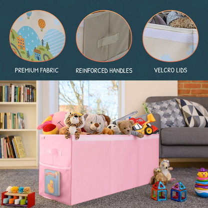 Extra Large Toy Storage Organizer with Lid - Sturdy, Collapsible Toy Chest Storage Box Design
