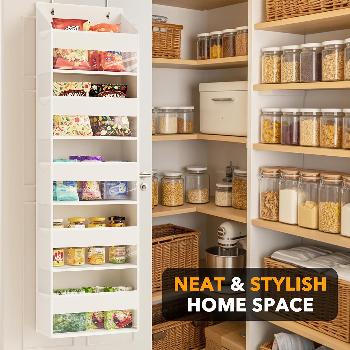 SpaceAid 1 Pack Over The Door Organizer with 5 Large Pockets and 10 Mesh Side Pockets, 5 Layers