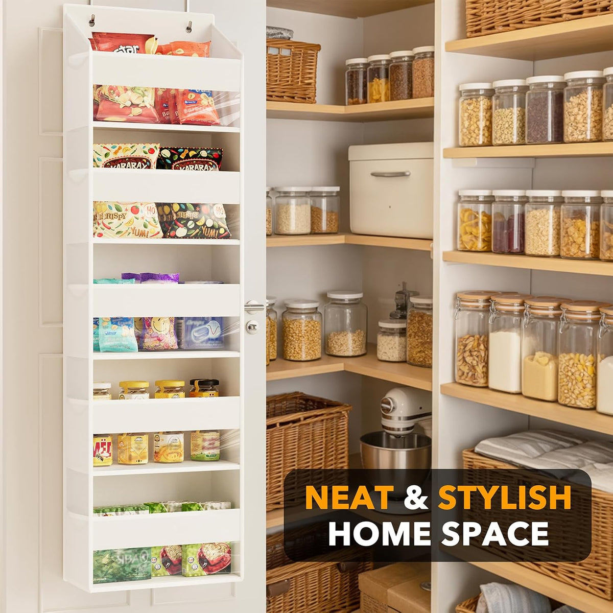 SpaceAid 1 Pack Over The Door Organizer with 5 Large Pockets and 10 Mesh Side Pockets, 5 Layers