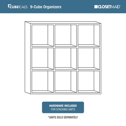 ClosetMaid Cubeicals 9 Cube Storage Shelf Organizer Bookshelf, Stackable, Square Shape, Easy