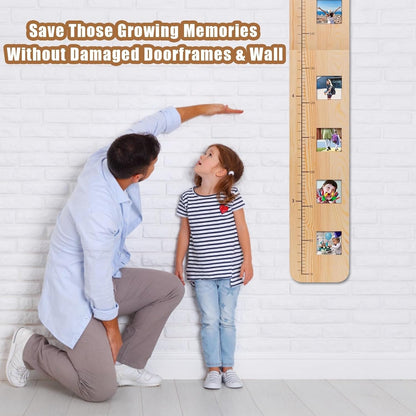 Garybank Solid Wood Growth Chart for Kids with Picture Frames, Height Measurement Ruler Milestone
