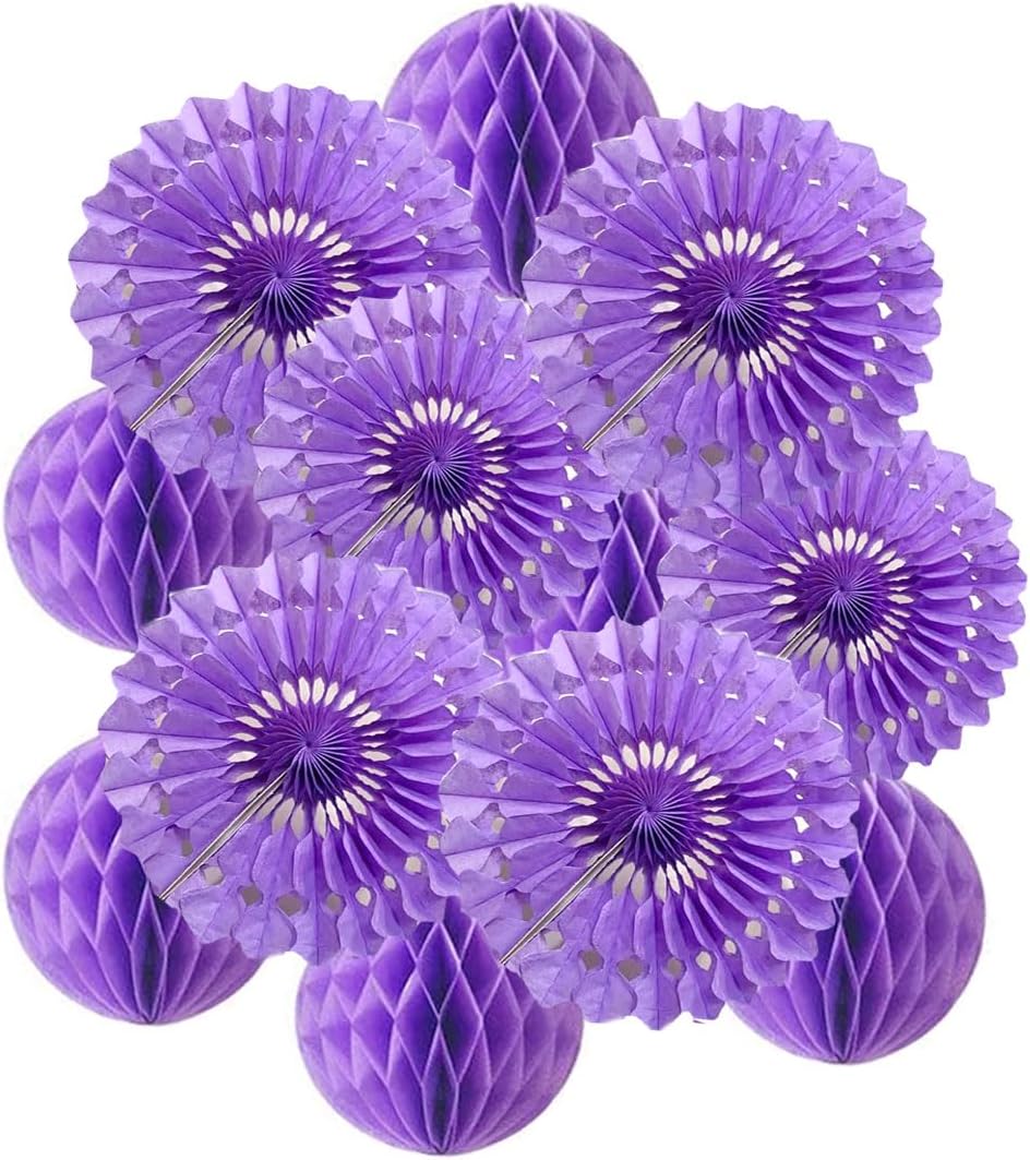 12pcs 6’’ 8’’ Honeycomb Balls Tissue Paper Fans Party Honeycomb Ball Fans Wall Tissue Pom Poms