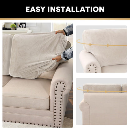 PrinceDeco Sectional Couch Covers Velvet Cushion Covers for Sectional Couch Washable Cushion Covers