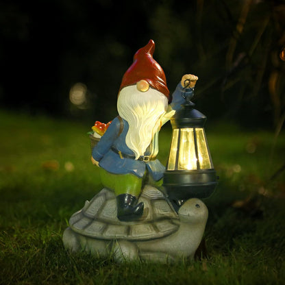 Gnome and Turtle Garden Decor, Large Outdoor Garden Sculptures & Statues, Outside Patio Yard Lawn