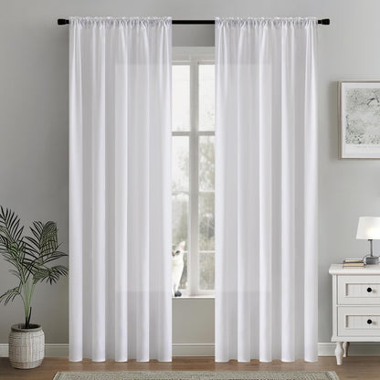 MIULEE White Privacy Sheer Curtains That Let Light in 72 Inches Long Non-See-Through Semi Sheer