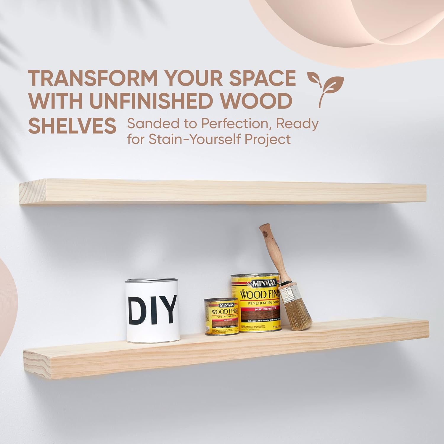 Homeforia 36 inch Wood Floating Shelves, High End Solid Natural Wood 36inch Large Floating Shelf