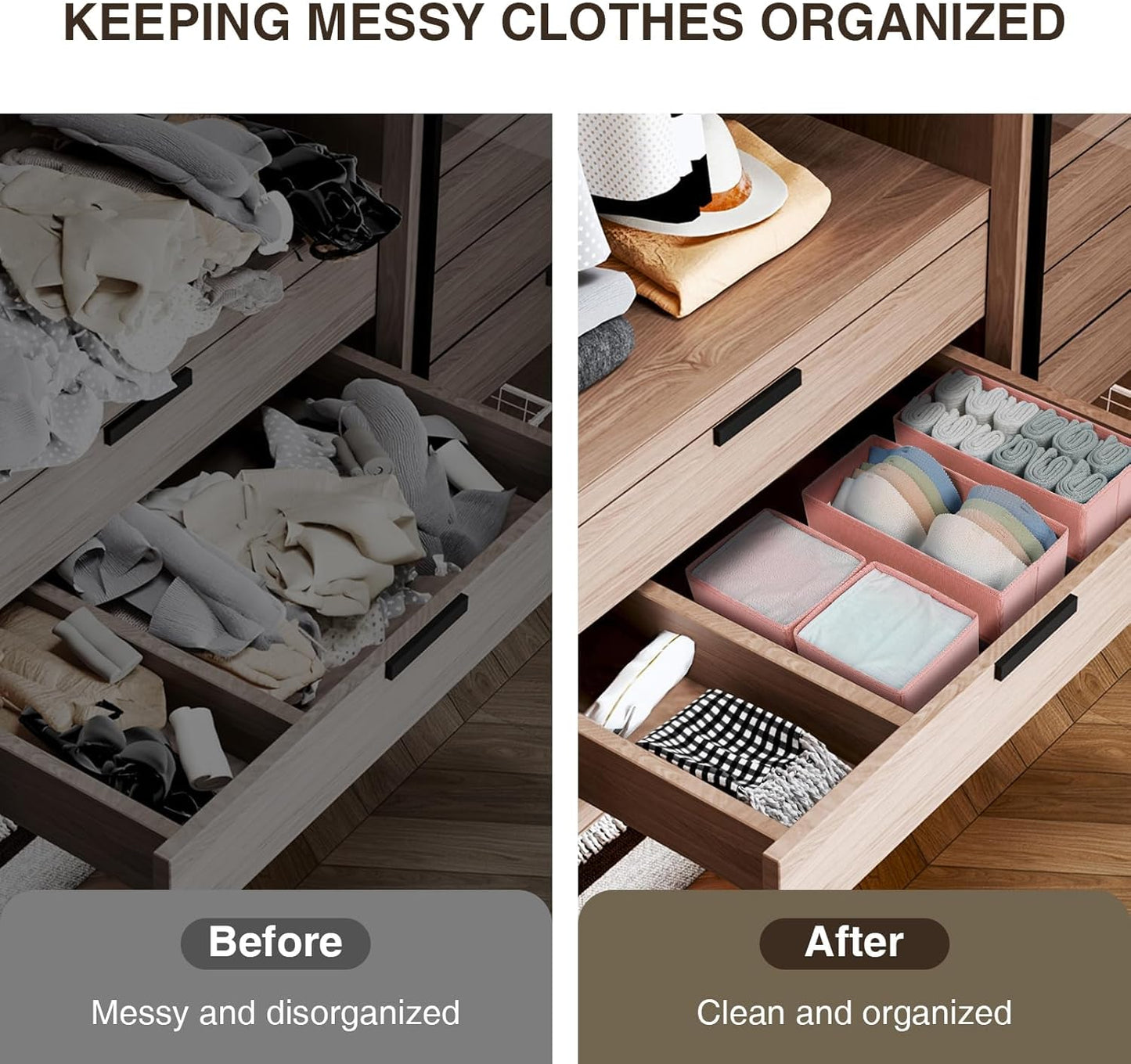 DIMJ Drawer Organizer Clothes 15 Pack - Foldable Dresser Organizer for Nursery, Bedroom, Closet