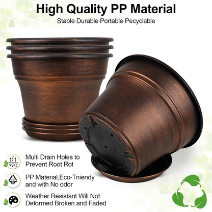 Plant Planters Pots Set of 4 Pack 16 Inch，Large Plastic Flower Pot for Indoor Plants with Drainage