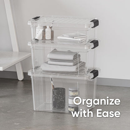 Superio Clear Storage Boxes with Lids, 7.4 Quart BPA Free Plastic Containers, Bins for Organizing
