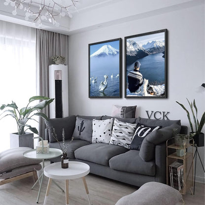 VCK 27x40 Solid Wood Poster Frames Set of 3, Exclusive Woodgrain Black Picture Frame, Wall Mounting
