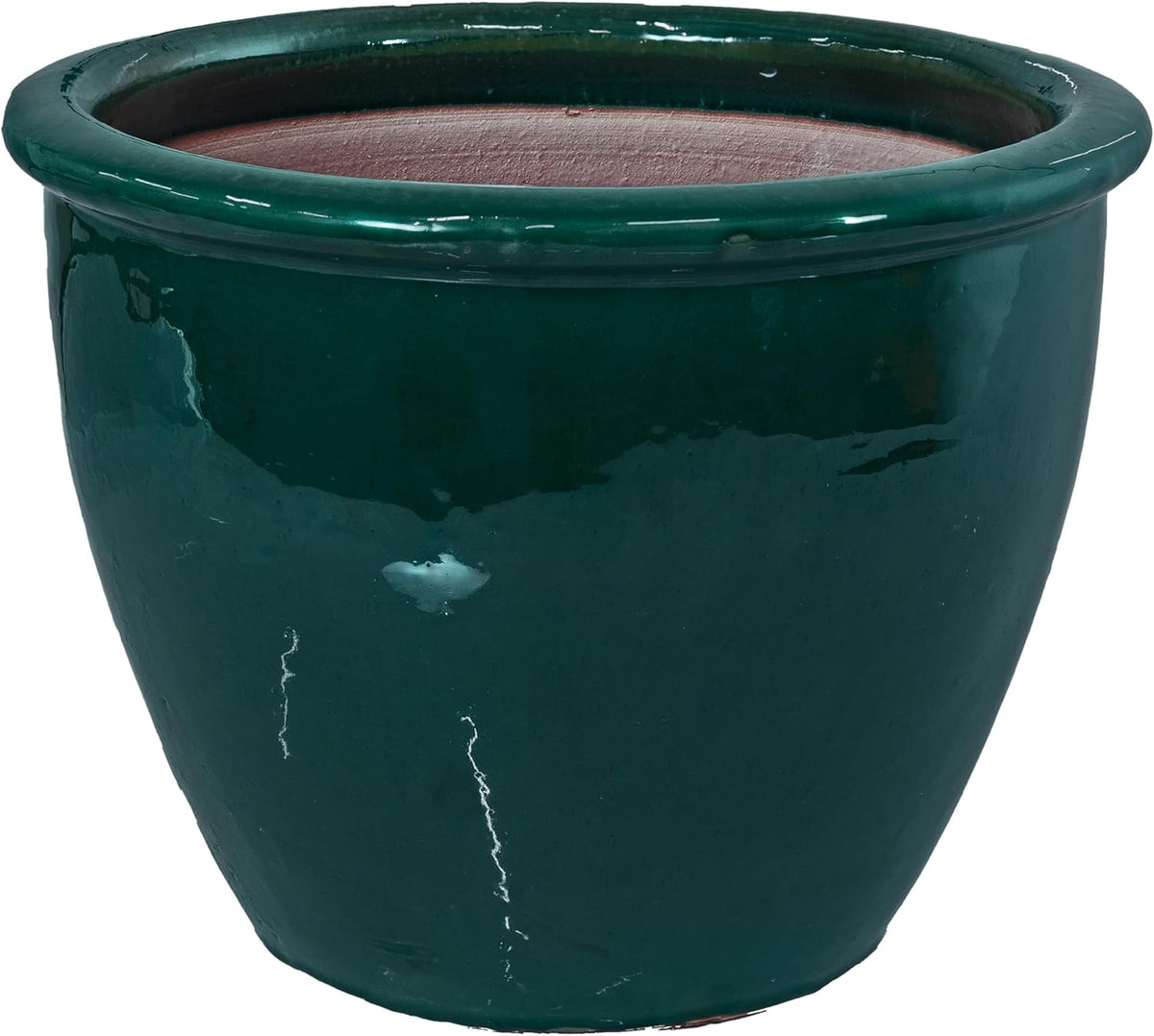Sunnydaze Chalet Large Ceramic Plant Pot - Round Outdoor Glazed Ceramic Planter Pot with Drainage