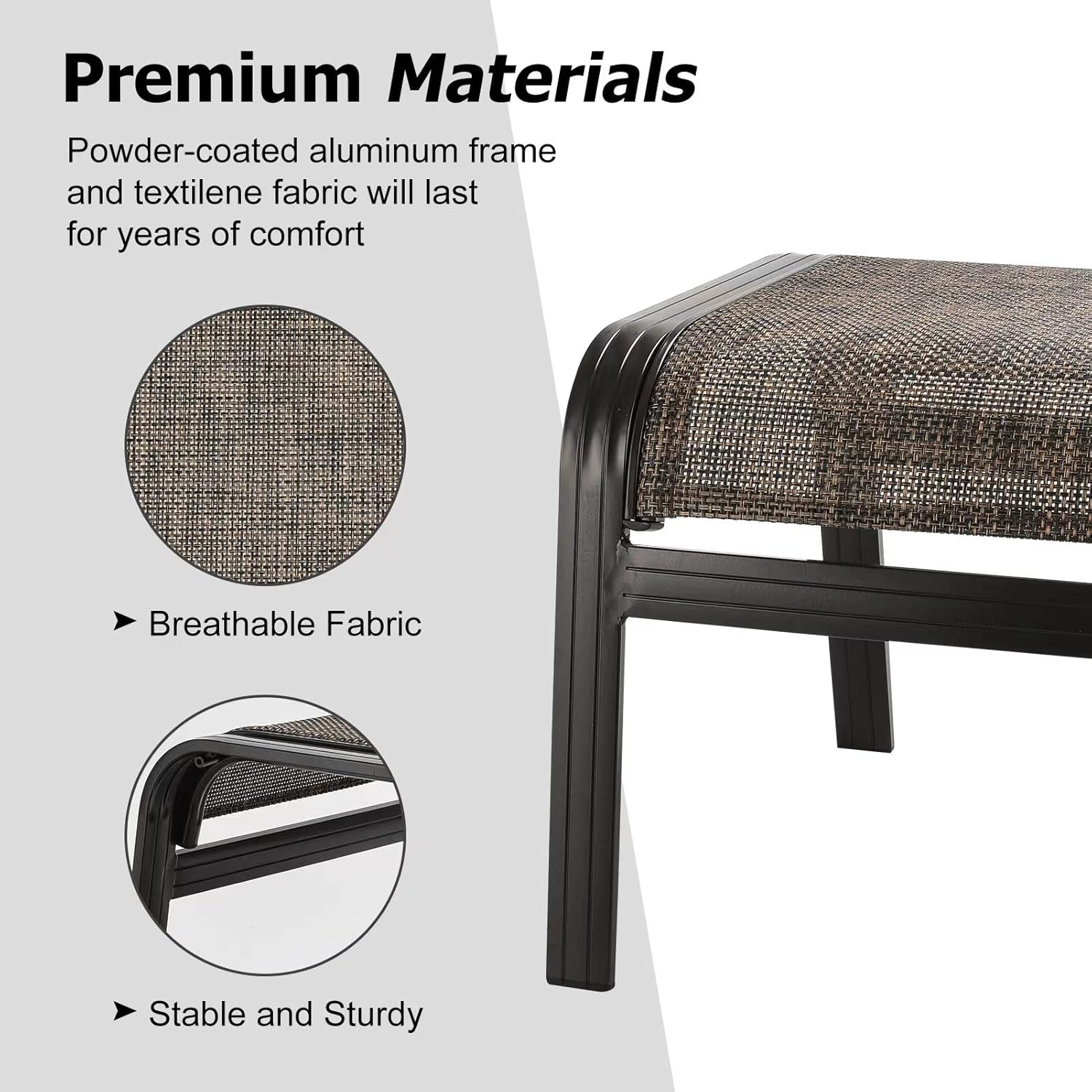 Patio Footstools Outdoor Foot Rest Aluminum Ottomans Samll Seat Wicker Furniture Patio Ottoman 2