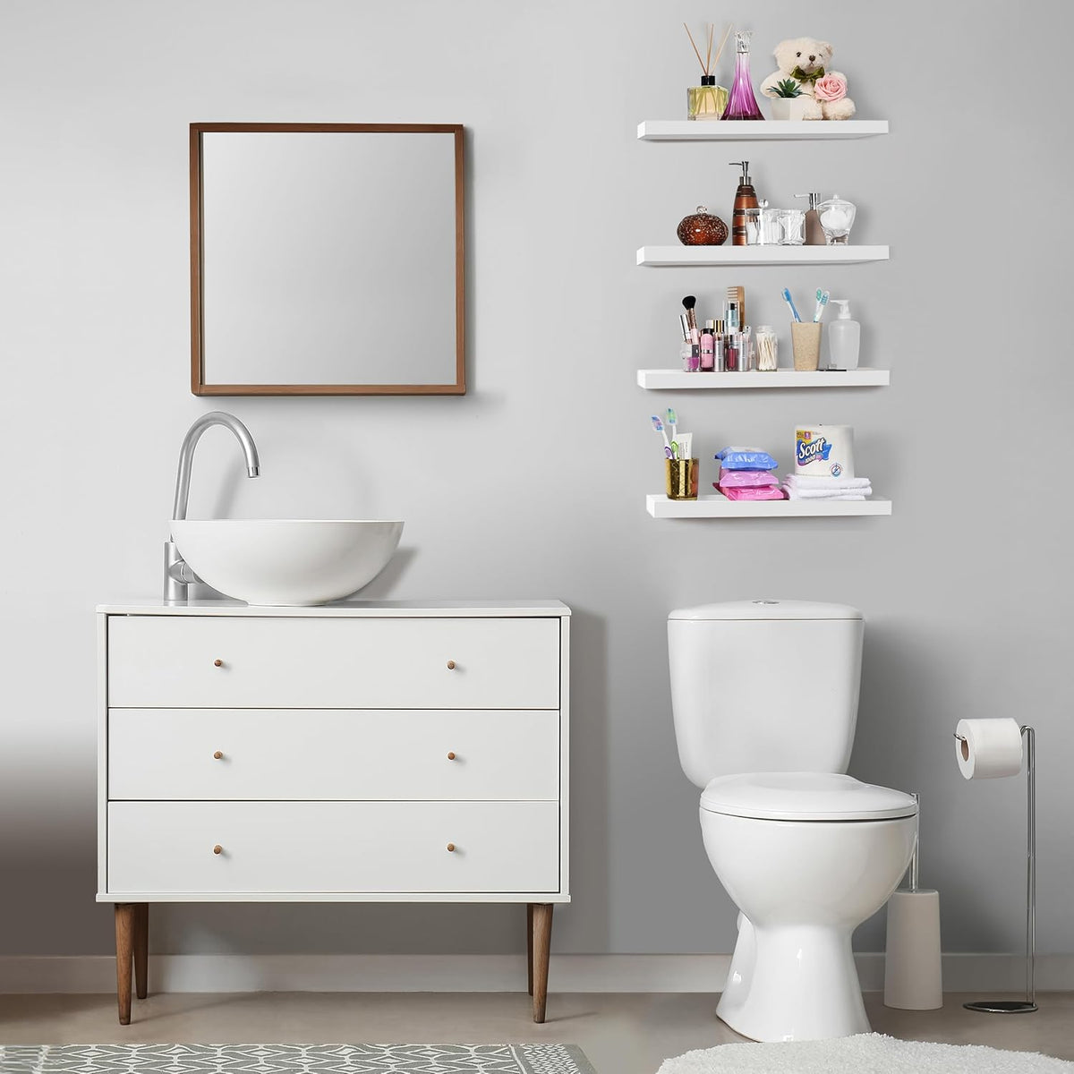 Sorbus Floating Shelves for Wall - 24" Bathroom Shelves, Wall Decor for Bedroom, Kitchen, Living
