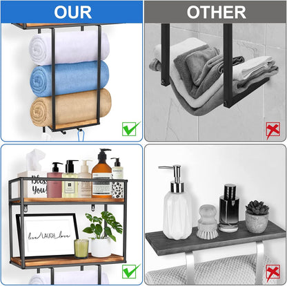 Towel Rack Wall Mounted - Space-Saving Design for Small Bathrooms - Versatile Organizer for Towels