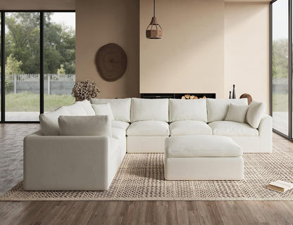 Oversized Cloud Couches for Living Room, Convertible Sectional Couch with Ottoman, 7 Seater Large
