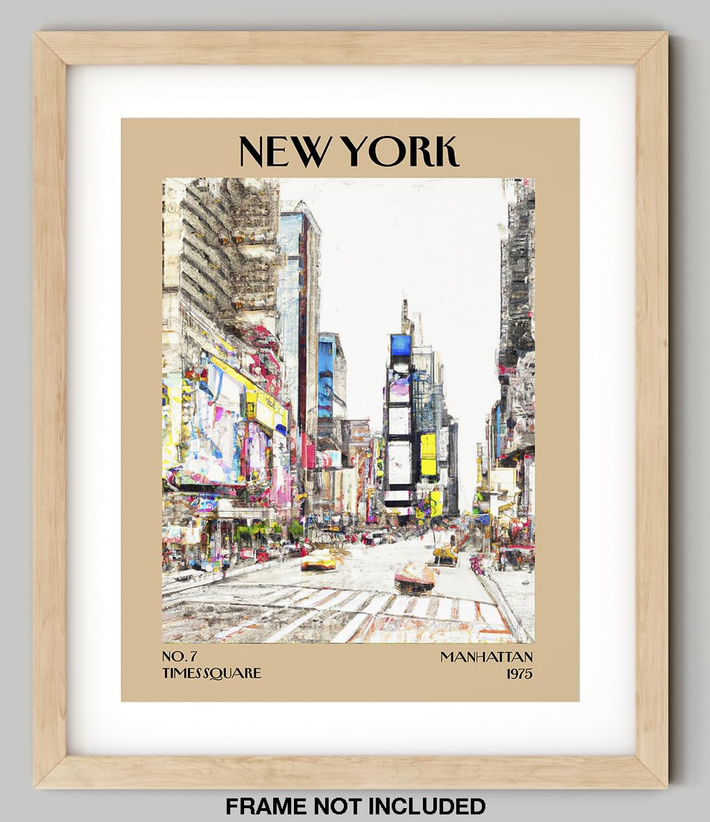 Retro Vintage New York Wall Art Print - 11x14 Unframed Poster - New York City Souvenirs, Cute