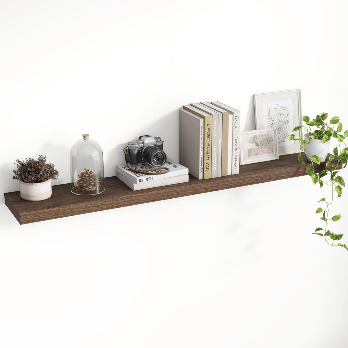 48 Inch Floating Shelves, 8 Inch Deep Floating Shelves for Wall, Hanging Shelf with Invisible