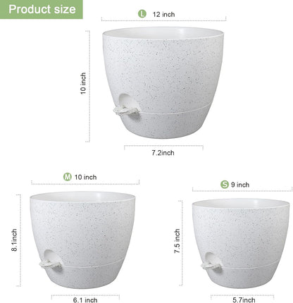 12/10/9 inch Large Self Watering Pots, Plant Pots with Mesh Drainage Holes for Indoor Outdoor