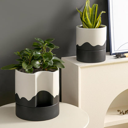 Nihow Self Watering Plant Pot: 8 Inch Ceramic Planter with Drainage Hole & Water Storage Plus for