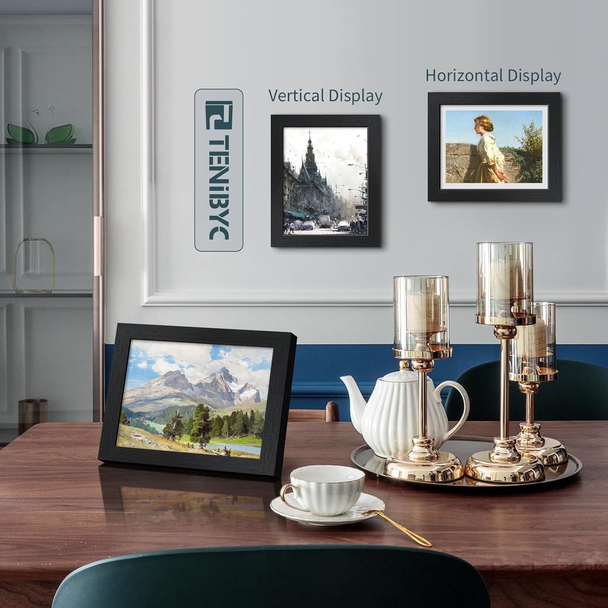 8x10 Picture Frame Set - 3 Pack, Textured Black Solid Wood, HD Tempered Glass, Gallery Photo Frame