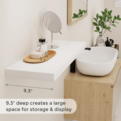 Fun Memories White Floating Shelves 32 Inch Long, 9 Inch Deep Floating Bookshelf Wall Mounted