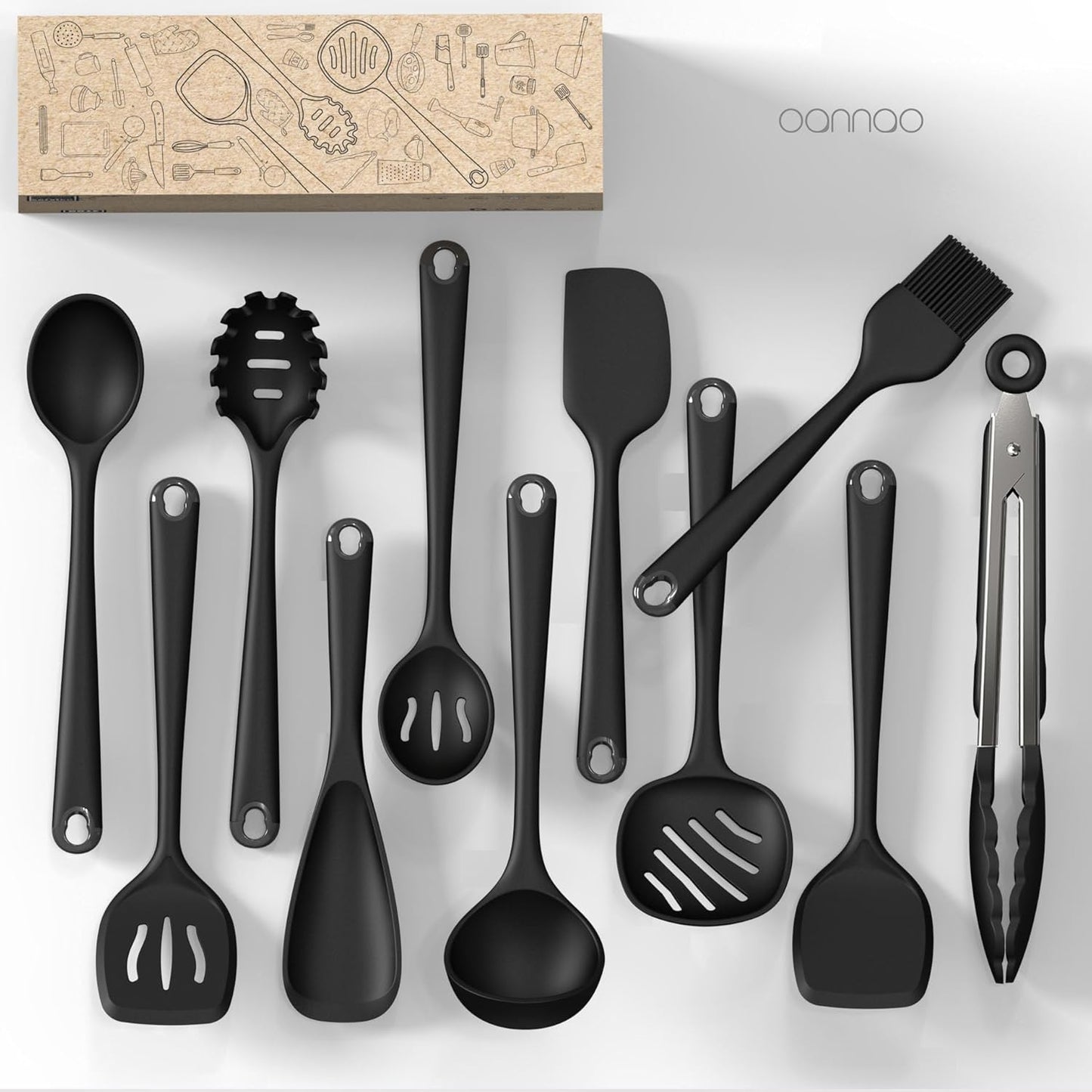 Thickened Silicone Kitchen Utensils Set, 600°F Heat Resistant Silicone Cooking Utensils, Spatula